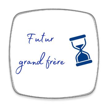 Futur grand frère Horloge bleue - Magnet carré - blanc - Devant