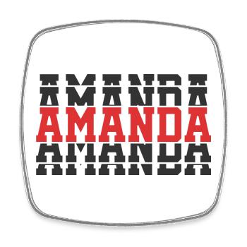 Amanda t-shirt t-shirt gift idea stacked text - Square fridge magnet - white - Front