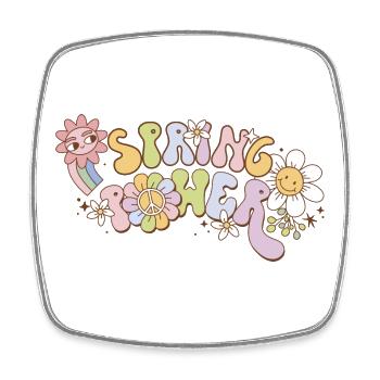 Spring Power Grovvy Frühlingsgefühl Blumen - Viereckiger Kühlschrankmagnet - Weiß - Vorne