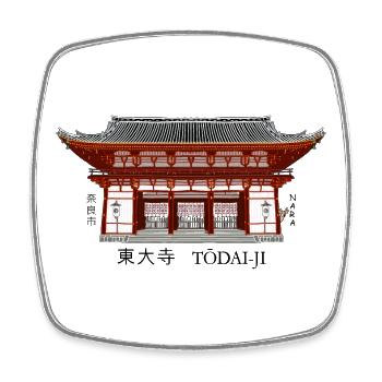 Nara Japon, Todai-ji, Temple bouddhiste - Magnet carré - blanc - Devant