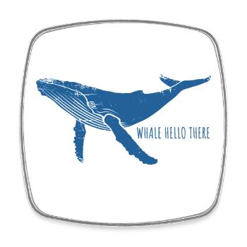 Whale Hello There - Whale - Humpback Whale - Marine Mammal - Square fridge magnet - white - Front
