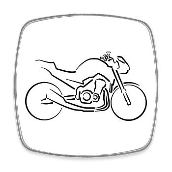 Motorrad Naked-Bike Konturen minimalistisch - Viereckiger Kühlschrankmagnet - Weiß - Vorne