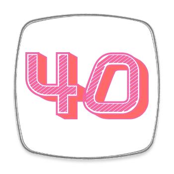 40. 40 JAHRE. 40. JAHRESTAG. 40-JÄHRIGES JUBILÄUM. - Viereckiger Kühlschrankmagnet - Weiß - Vorne