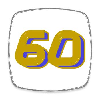 60. 60 JAHRE. 60. JAHRESTAG. 60. GEBURTSTAG. - Viereckiger Kühlschrankmagnet - Weiß - Vorne