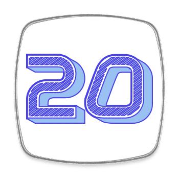 20. 20 ANS. 20e ANNIVERSAIRE. ANNIVERSAIRE 20 ANS. - Magnet carré - blanc - Devant