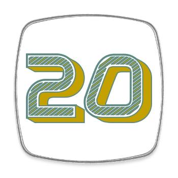 20. 20 JAHRE. 20-JÄHRIGES JUBILÄUM. 20-JÄHRIGES JUBILÄUM. - Viereckiger Kühlschrankmagnet - Weiß - Vorne