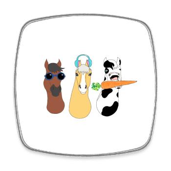 Funky Tierdesign mit bunten Accessoires - Viereckiger Kühlschrankmagnet - Weiß - Vorne