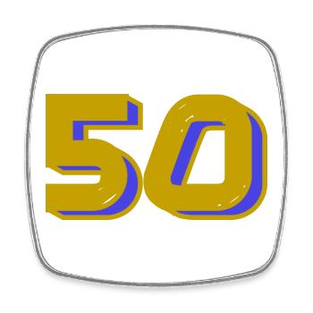 50. 50 ANS. 50e ANNIVERSAIRE. ANNIVERSAIRE 50 ANS. - Magnet carré - blanc - Devant