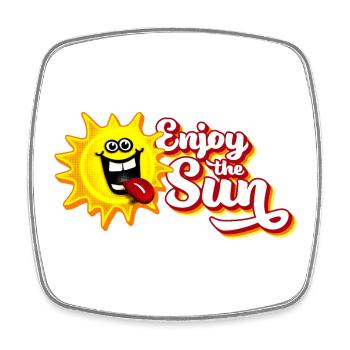 Enjoy the sun / Summer feeling / Retro-Look - Square fridge magnet - white - Front