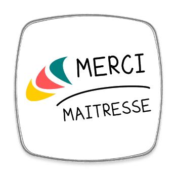 MERCI. MAÎTRESSE. MAÎTRE. MERCI MAÎTRESSE - Magnet carré - blanc - Devant