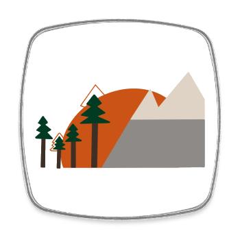 Silhouette Tannen & Berge - Viereckiger Kühlschrankmagnet - Weiß - Vorne