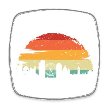 Sunset City Skyline Silhouette - Viereckiger Kühlschrankmagnet - Weiß - Vorne