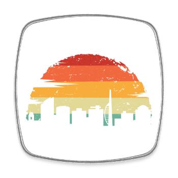 Sunset Skyline Retro Gradient - Square fridge magnet - white - Front