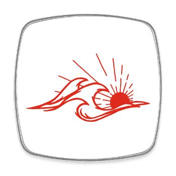Die Wellen und die rote Sonne - Viereckiger Kühlschrankmagnet - Weiß - Vorne