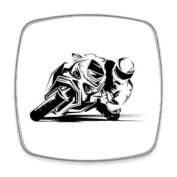Moto Racing Motorrad Racebike Rennstrecke Symbol - Viereckiger Kühlschrankmagnet - Weiß - Vorne