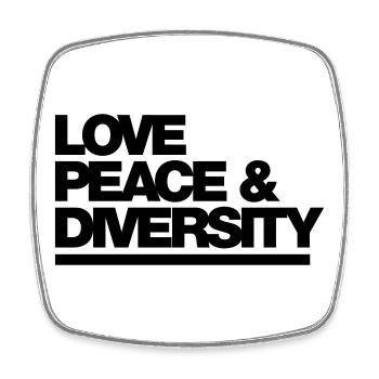 Typo Love Peace Diversity 1C - Viereckiger Kühlschrankmagnet - Weiß - Vorne