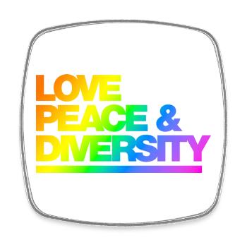 Typo Love Peace Diversity Rainbow - Viereckiger Kühlschrankmagnet - Weiß - Vorne