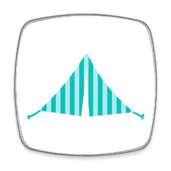 tente Stripe Camping Camper Holiday Outdoor Fan - Magnet carré - blanc - Devant
