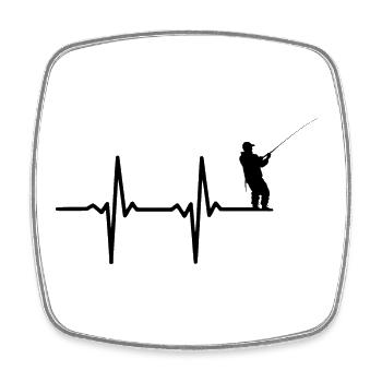 Fisherman Heartbeat Line - Square fridge magnet - white - Front