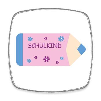 Colored Pencil Pink Light Blue Small Flowers - School Child - Square fridge magnet - white - Front