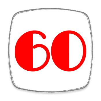 60. 60 JAHRE. 60-JÄHRIGES JUBILÄUM. 60. GEBURTSTAG. - Viereckiger Kühlschrankmagnet - Weiß - Vorne