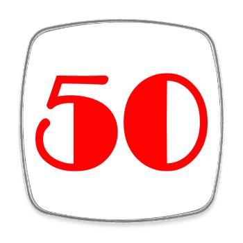 50. 50 ANS. 50e ANNIVERSAIRE. ANNIVERSAIRE 50 ANS. - Magnet carré - blanc - Devant