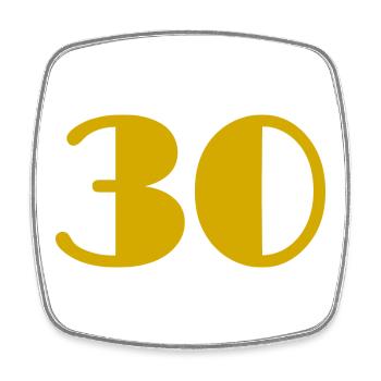 30. 30 ANS. 30e ANNIVERSAIRE. ANNIVERSAIRE 30 ANS. - Magnet carré - blanc - Devant