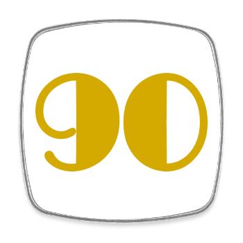 90. 90 YEARS. 90th ANNIVERSARY. 90 YEARS ANNIVERSARY. - Square fridge magnet - white - Front