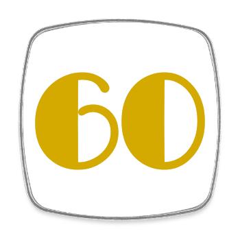 60. 60 JAHRE. 60-JÄHRIGES JUBILÄUM. 60. GEBURTSTAG. - Viereckiger Kühlschrankmagnet - Weiß - Vorne