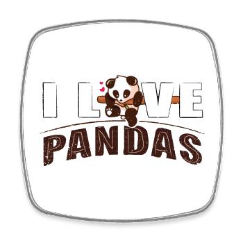 I love PANDAS - Viereckiger Kühlschrankmagnet - Weiß - Vorne