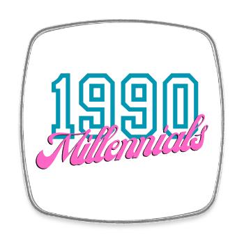 Retro 1990 Millennial Digitaler Stil Design - Viereckiger Kühlschrankmagnet - Weiß - Vorne