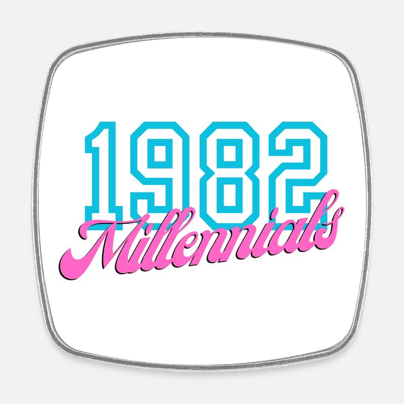 1982 Millennial Retro Numeric Design - Magnet carré - blanc