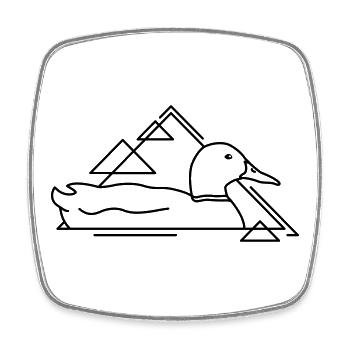 Floating duck in geometric design - Square fridge magnet - white - Front