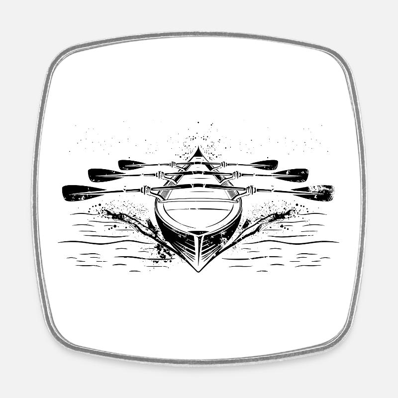 Bateau à rames de course - Magnet carré - blanc