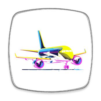 Flugzeug Cartoon Stil - Viereckiger Kühlschrankmagnet - Weiß - Vorne