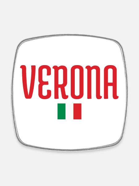 Verona-Italy Flag  - Square fridge magnet - white