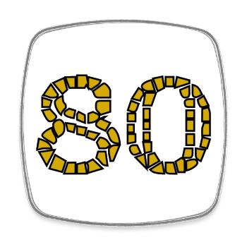 80. 80 ANS. 80e ANNIVERSAIRE. ANNIVERSAIRE 80 ANS. - Magnet carré - blanc - Devant