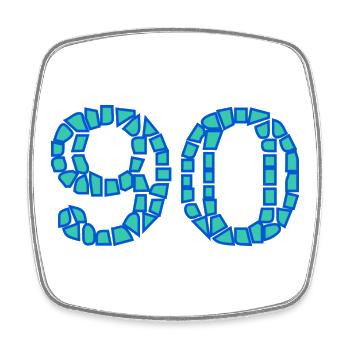 90. 90 YEARS. 90th ANNIVERSARY. 90 YEARS ANNIVERSARY. - Square fridge magnet - white - Front