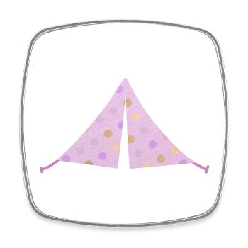 Tent Pink Dots Dots Camping Camper Girl - Square fridge magnet - white - Front