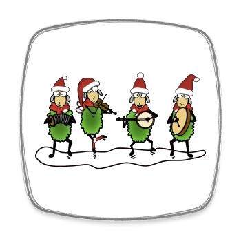 Christmas Folk Sheep - Square fridge magnet - white - Front