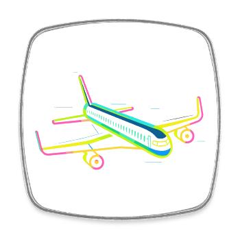 Retro Flugzeug Grafik - Viereckiger Kühlschrankmagnet - Weiß - Vorne