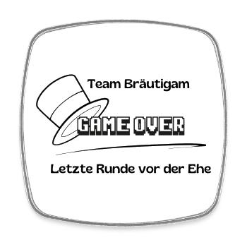 Team Bräutigam Game Over - Viereckiger Kühlschrankmagnet - Weiß - Vorne