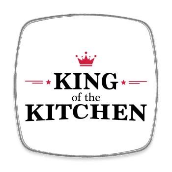 Men's Cooking Apron - Square fridge magnet - white - Front