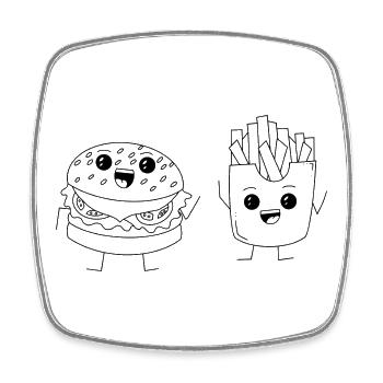 Burger & Fries 1 - Viereckiger Kühlschrankmagnet - Weiß - Vorne