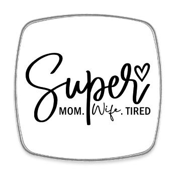 Super-Mama - Viereckiger Kühlschrankmagnet - Weiß - Vorne