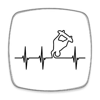 Skateur ECG Heartline - Magnet carré - blanc - Devant