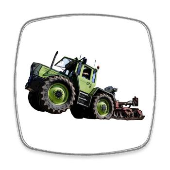 Grüner Traktor MB trac 1300 Hochstarter - Viereckiger Kühlschrankmagnet - Weiß - Vorne