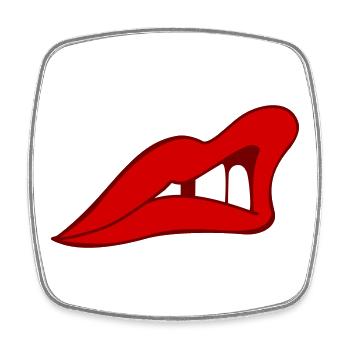 Rote Lippen - Viereckiger Kühlschrankmagnet - Weiß - Vorne