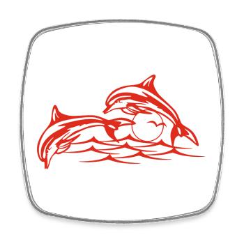 Les dauphins rouges - Magnet carré - blanc - Devant