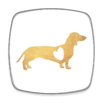 Herz Dackel Gold Hund Liebe Fan Gassi Wauwau Love - Viereckiger Kühlschrankmagnet - Weiß - Vorne